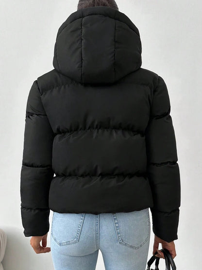 Veste doublée à capuche et fermeture éclair avec cordon de serrage