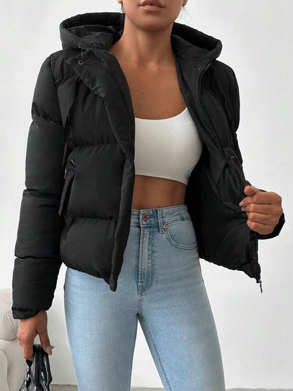 Veste doublée à capuche et fermeture éclair avec cordon de serrage