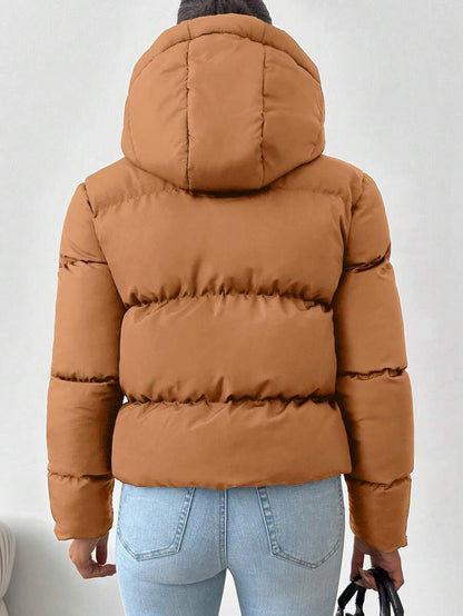 Veste doublée à capuche et fermeture éclair avec cordon de serrage