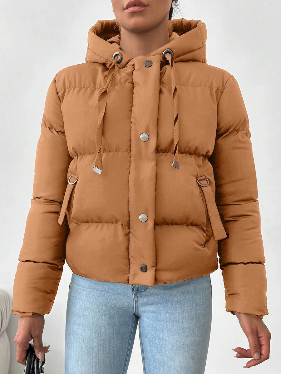 Veste doublée à capuche et fermeture éclair avec cordon de serrage