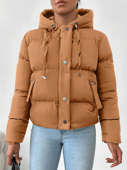 Veste doublée à capuche et fermeture éclair avec cordon de serrage