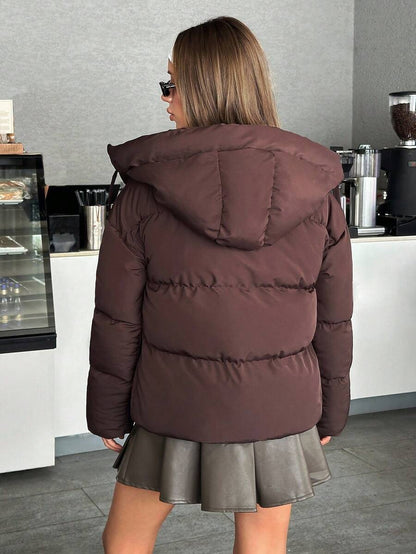 Veste doublée à capuche et fermeture éclair avec cordon de serrage