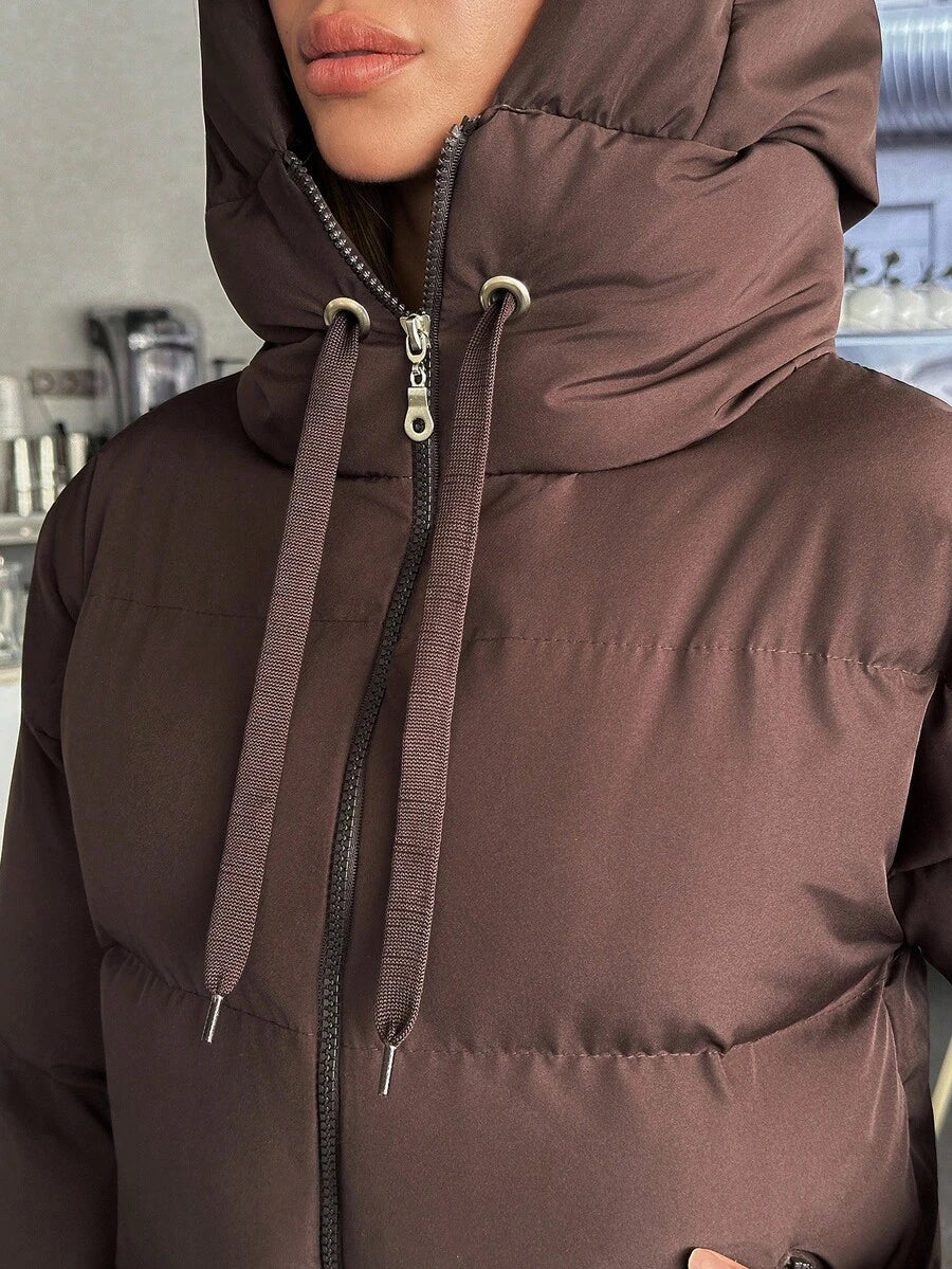 Veste doublée à capuche et fermeture éclair avec cordon de serrage