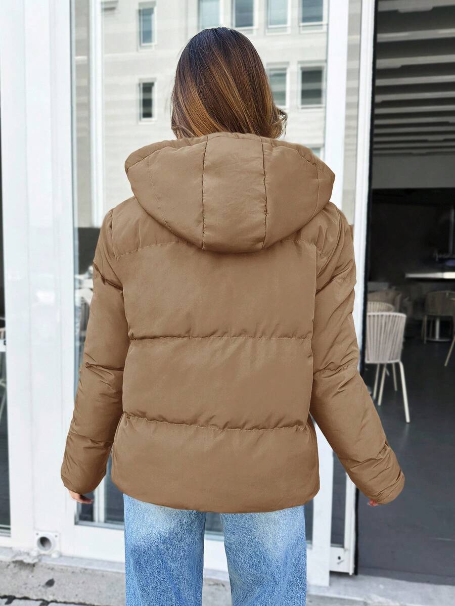 Veste doublée à capuche et fermeture éclair avec cordon de serrage