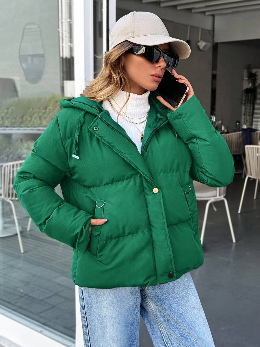 Veste doublée à capuche et fermeture éclair avec cordon de serrage