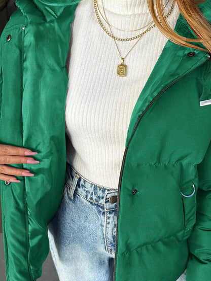 Veste doublée à capuche et fermeture éclair avec cordon de serrage