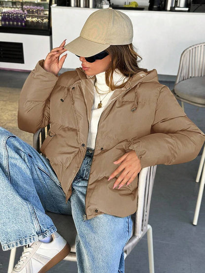 Veste doublée à capuche et fermeture éclair avec cordon de serrage