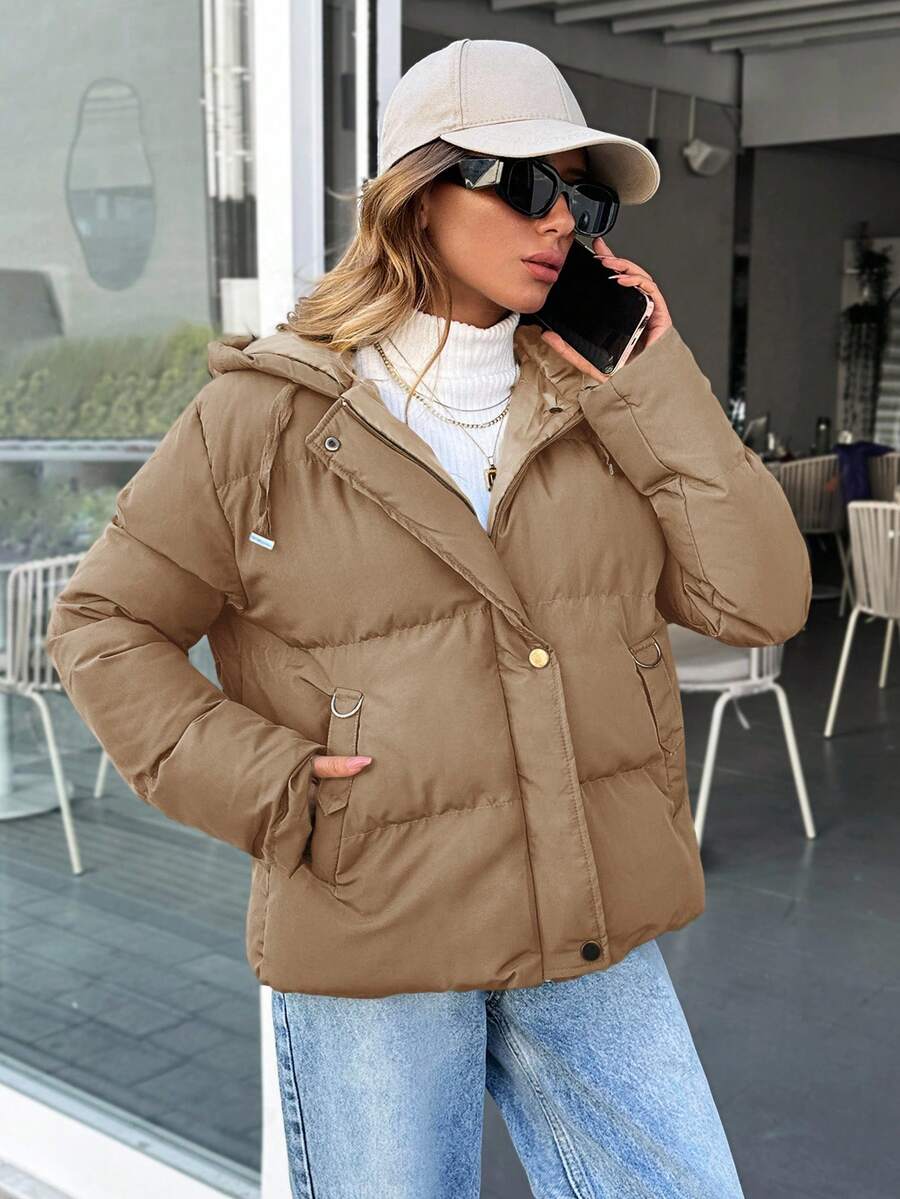 Veste doublée à capuche et fermeture éclair avec cordon de serrage