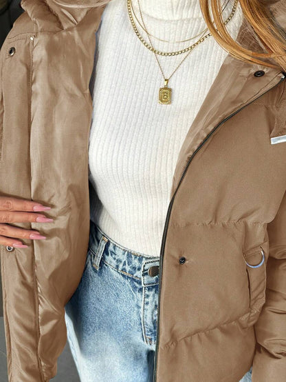 Veste doublée à capuche et fermeture éclair avec cordon de serrage