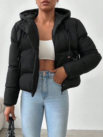 Veste doublée à capuche et fermeture éclair avec cordon de serrage