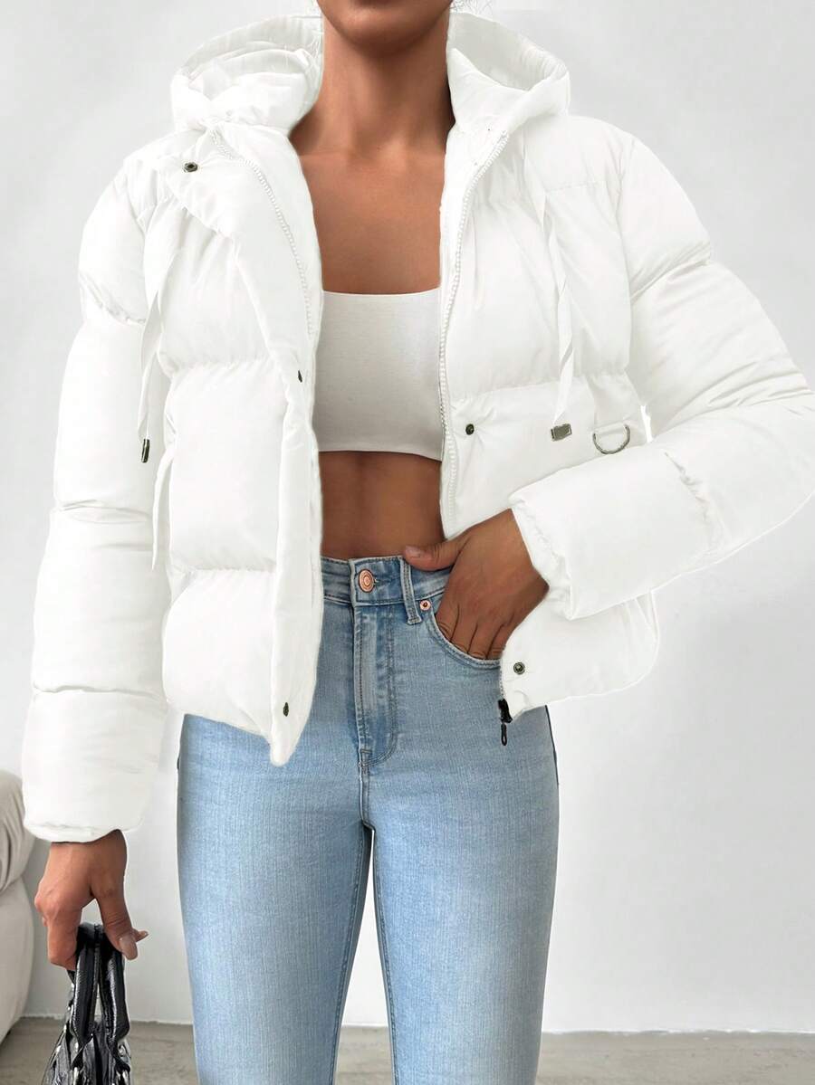 Veste doublée à capuche et fermeture éclair avec cordon de serrage