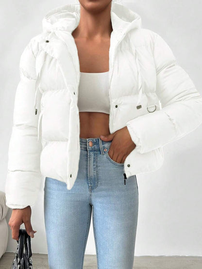 Veste doublée à capuche et fermeture éclair avec cordon de serrage