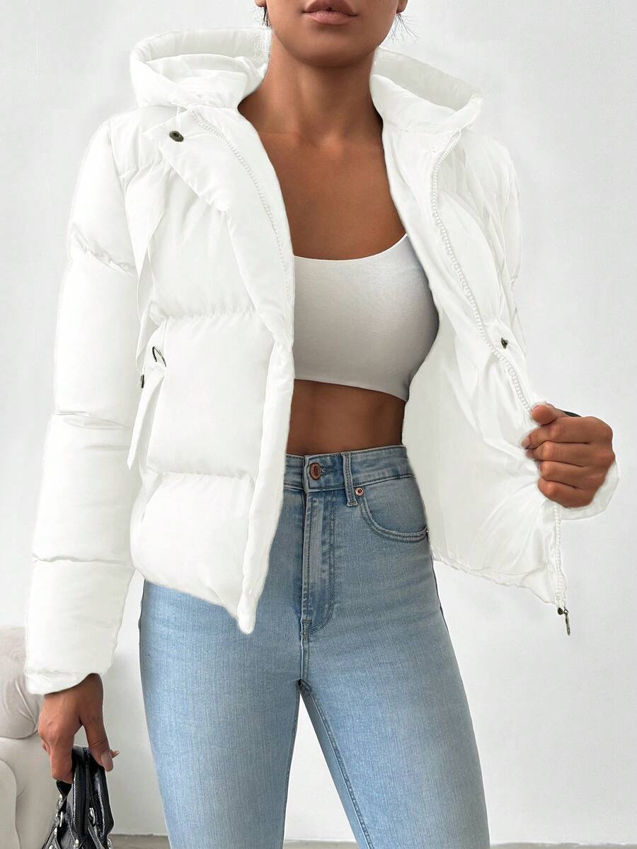 Veste doublée à capuche et fermeture éclair avec cordon de serrage