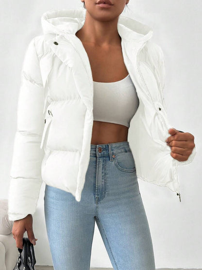 Veste doublée à capuche et fermeture éclair avec cordon de serrage