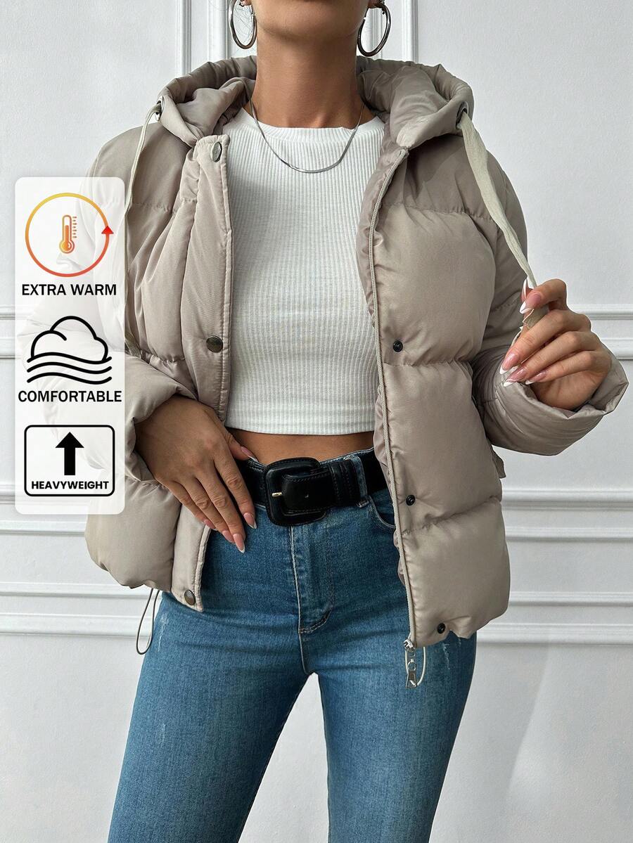 Veste doublée à capuche et fermeture éclair avec cordon de serrage