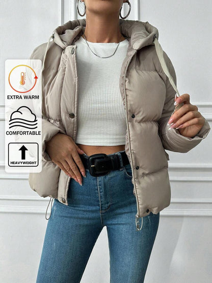 Veste doublée à capuche et fermeture éclair avec cordon de serrage