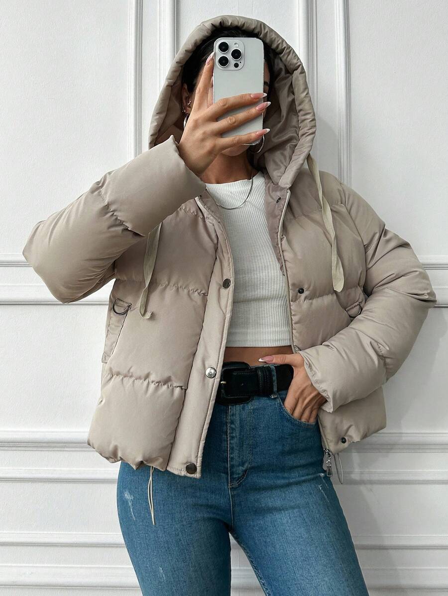 Veste doublée à capuche et fermeture éclair avec cordon de serrage