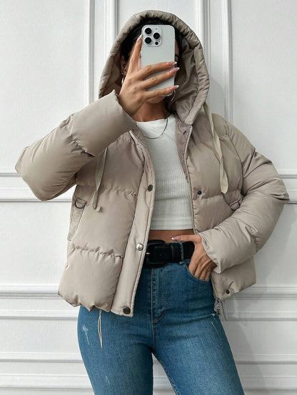 Veste doublée à capuche et fermeture éclair avec cordon de serrage