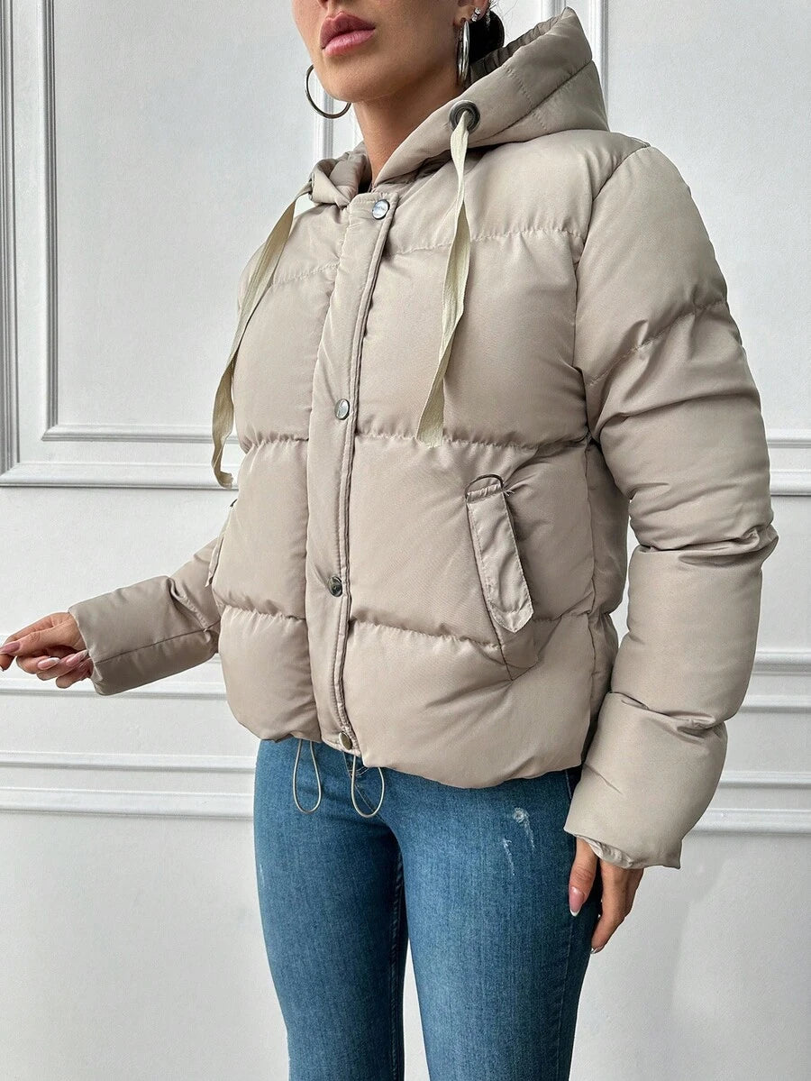 Veste doublée à capuche et fermeture éclair avec cordon de serrage