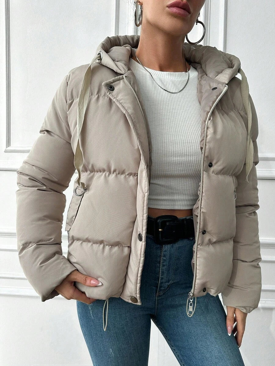 Veste doublée à capuche et fermeture éclair avec cordon de serrage