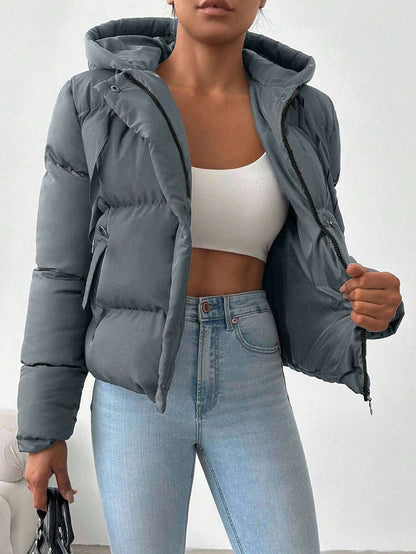 Veste doublée à capuche et fermeture éclair avec cordon de serrage