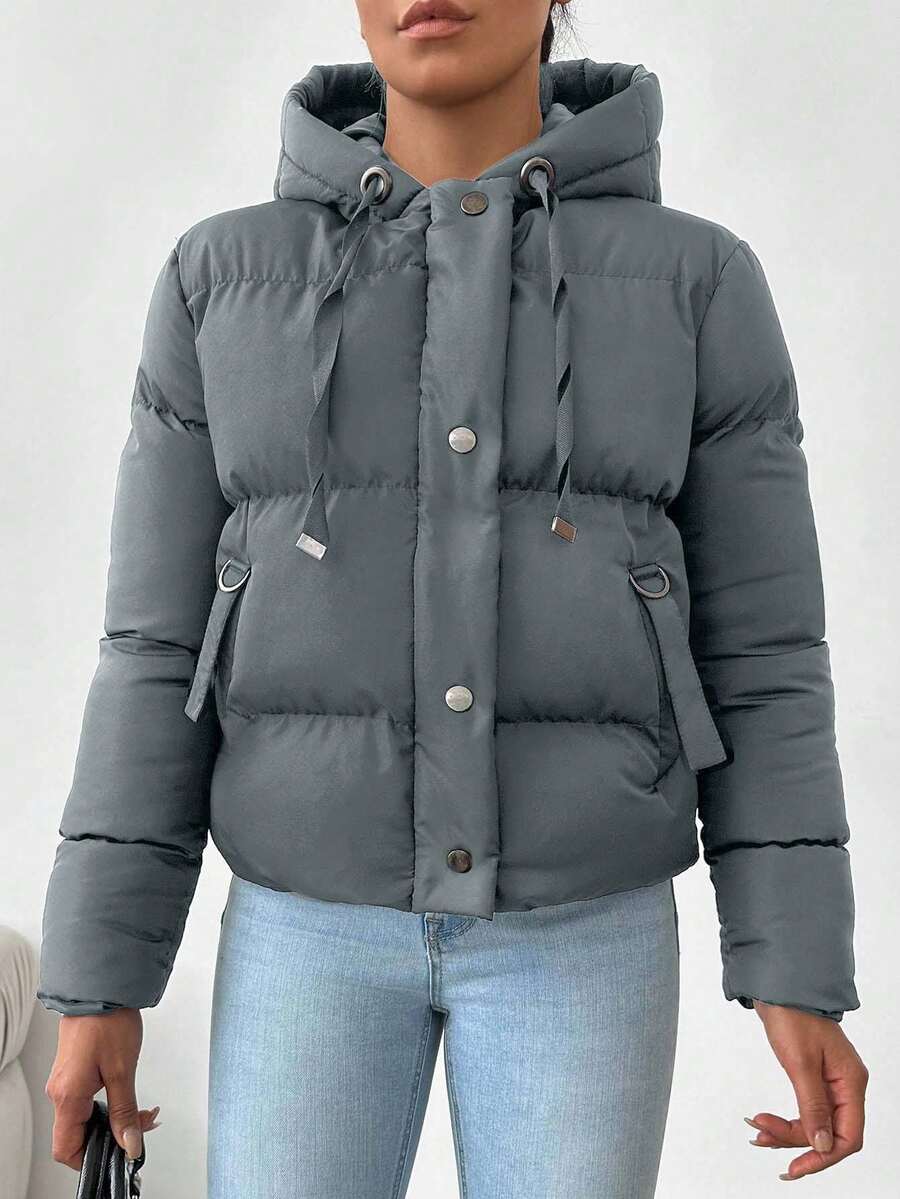 Veste doublée à capuche et fermeture éclair avec cordon de serrage