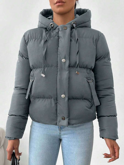 Veste doublée à capuche et fermeture éclair avec cordon de serrage