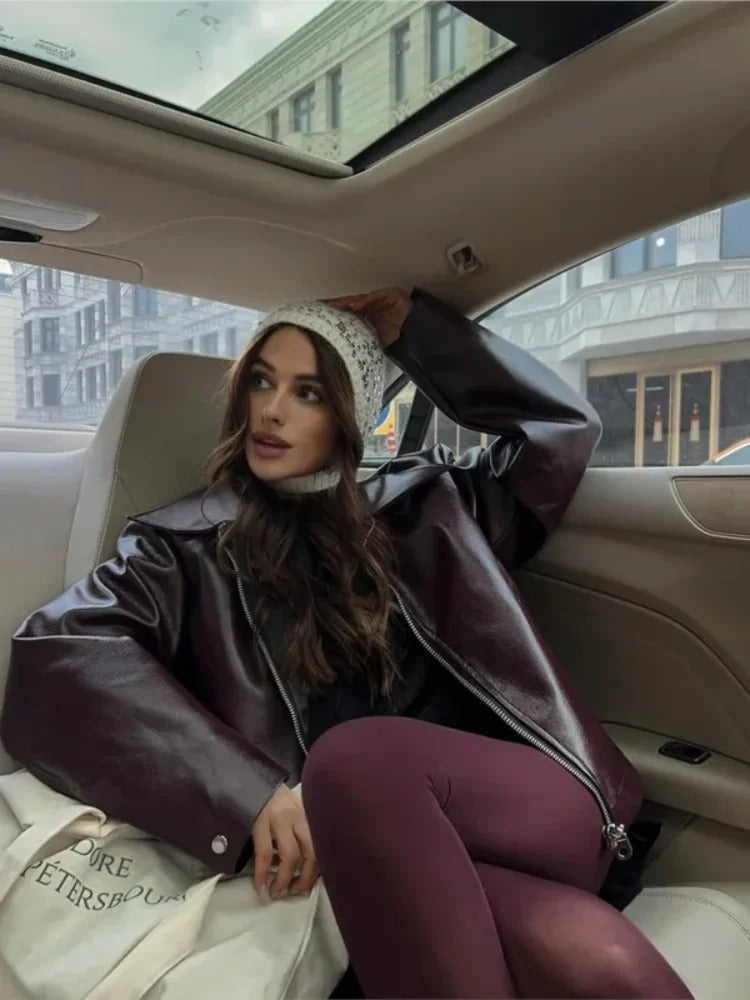 VALERINA™ – Tijdloze Leren Herfstjas voor de Moderne Vrouw