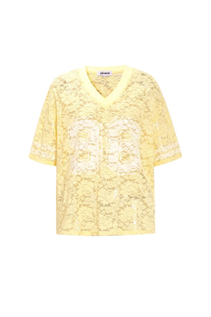 V-hals kant Amerikaans T-shirt