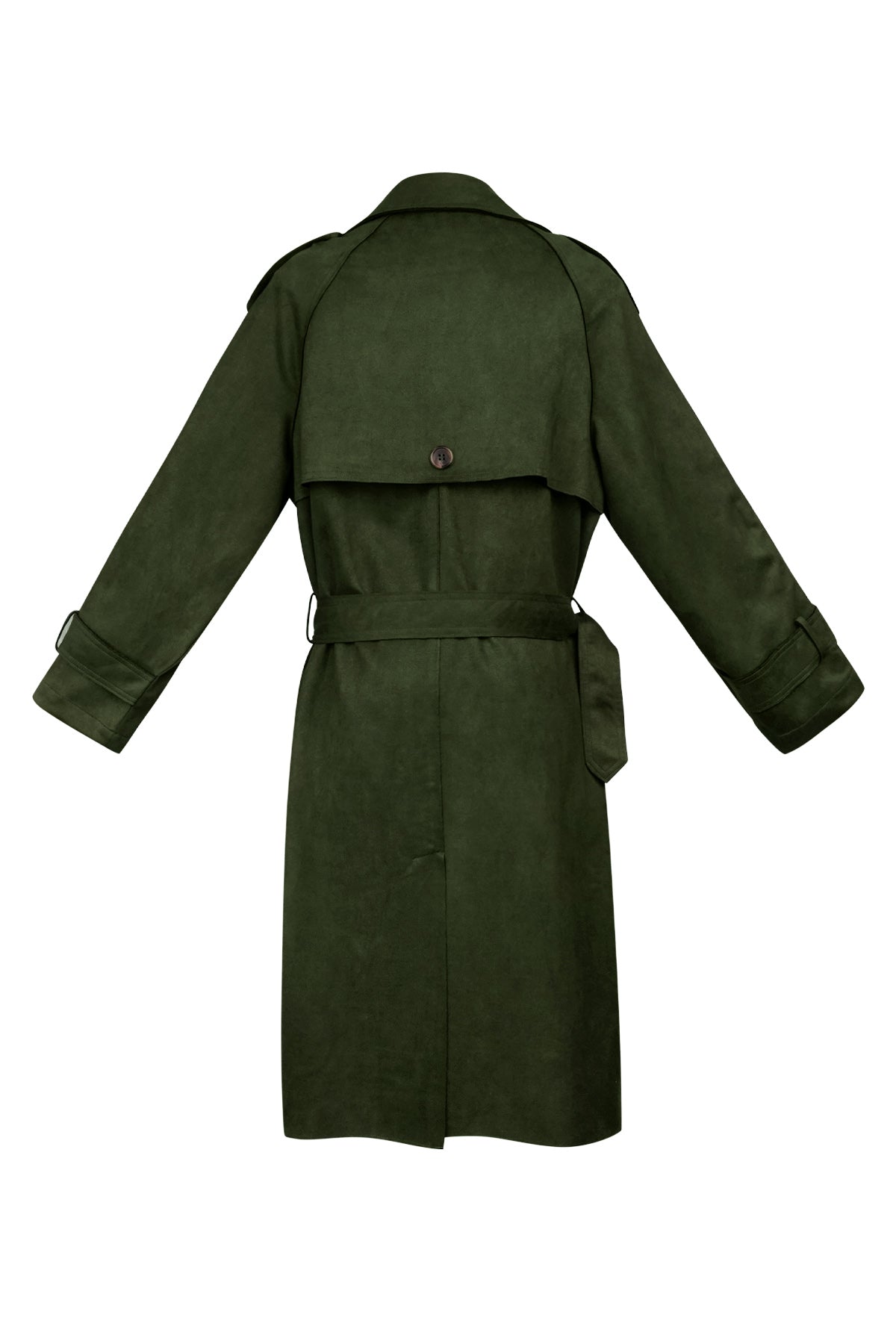 Klassieke trenchcoat suedine - groen S