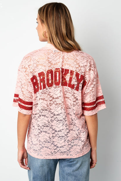 V-hals kant Amerikaans T-shirt