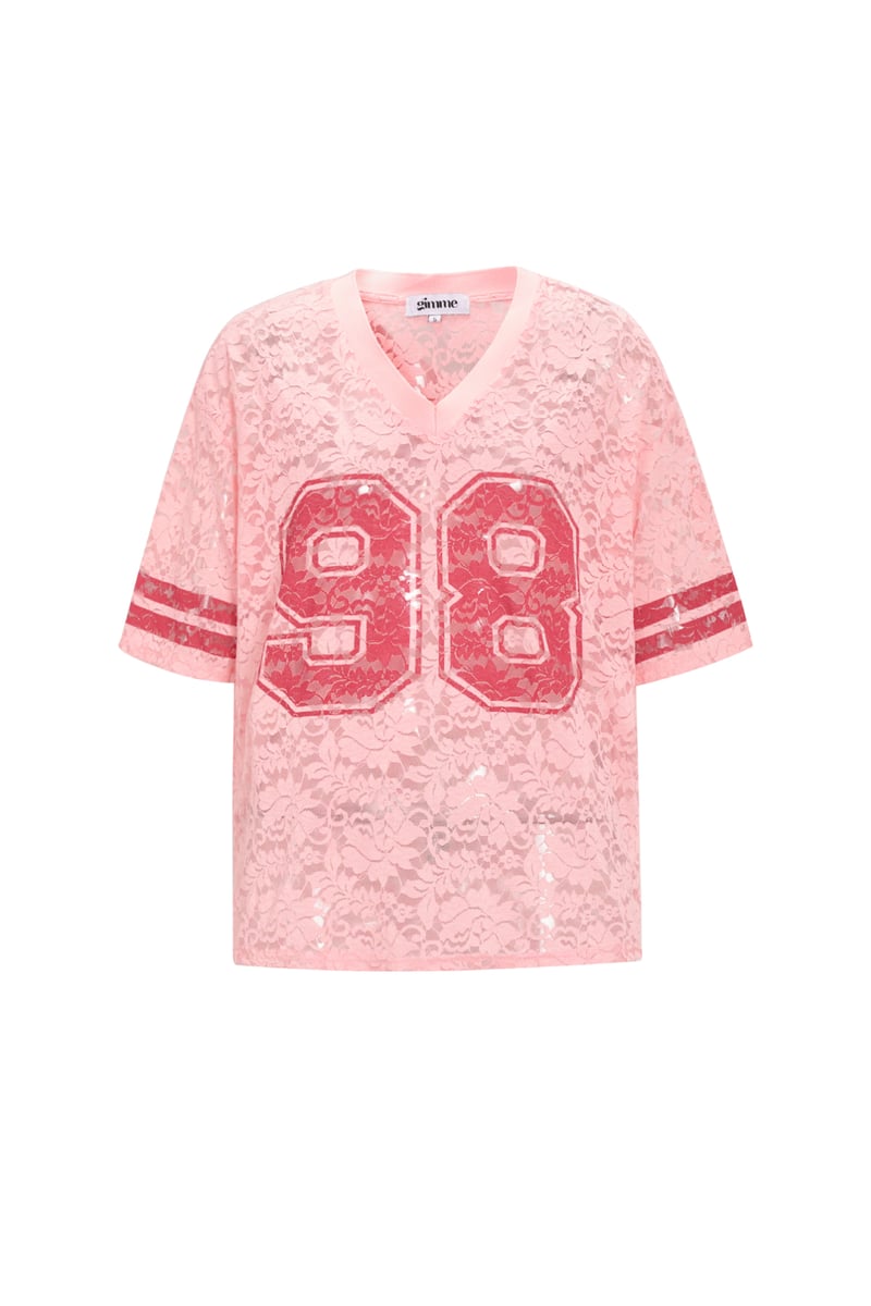 V-hals kant Amerikaans T-shirt