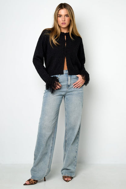 Cardigan met franjemouwen