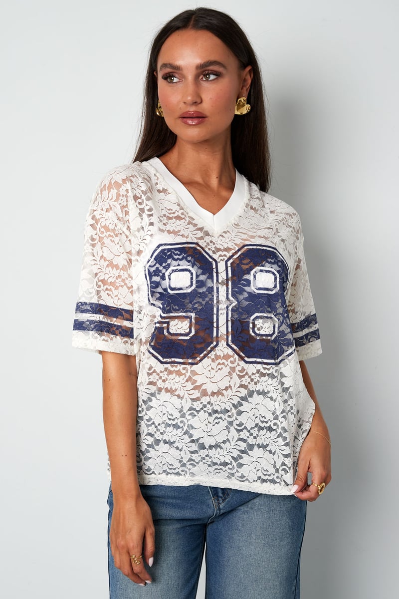 V-hals kant Amerikaans T-shirt