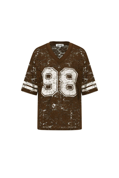 V-hals kant Amerikaans T-shirt